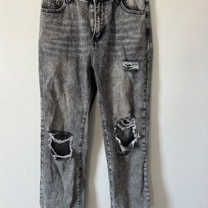 SHEIN Gray Distressed Skinny Jeans